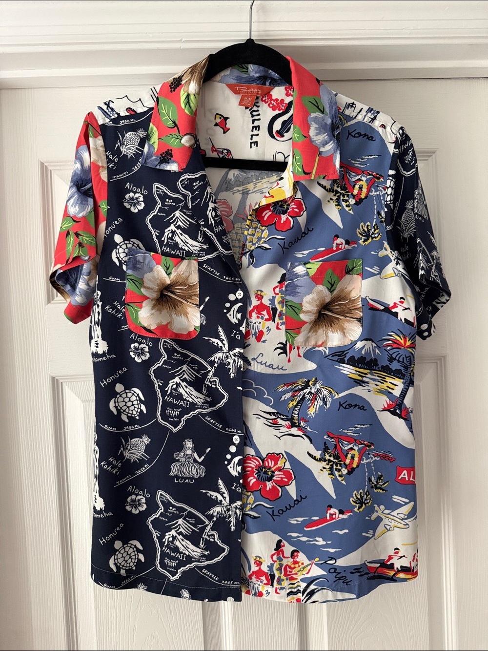Tommy Bahama Relax Women’s Medium M Split-Panel Hawaiian Button-Down Top